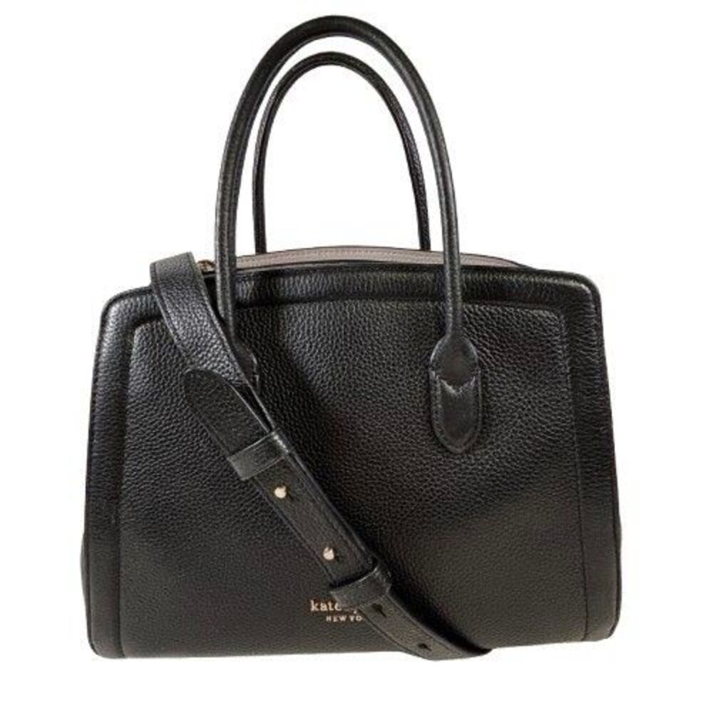 Kate Spade Knott Pebble Leather 2-Way Medium Satchel Black Handbag Shoulder Bag